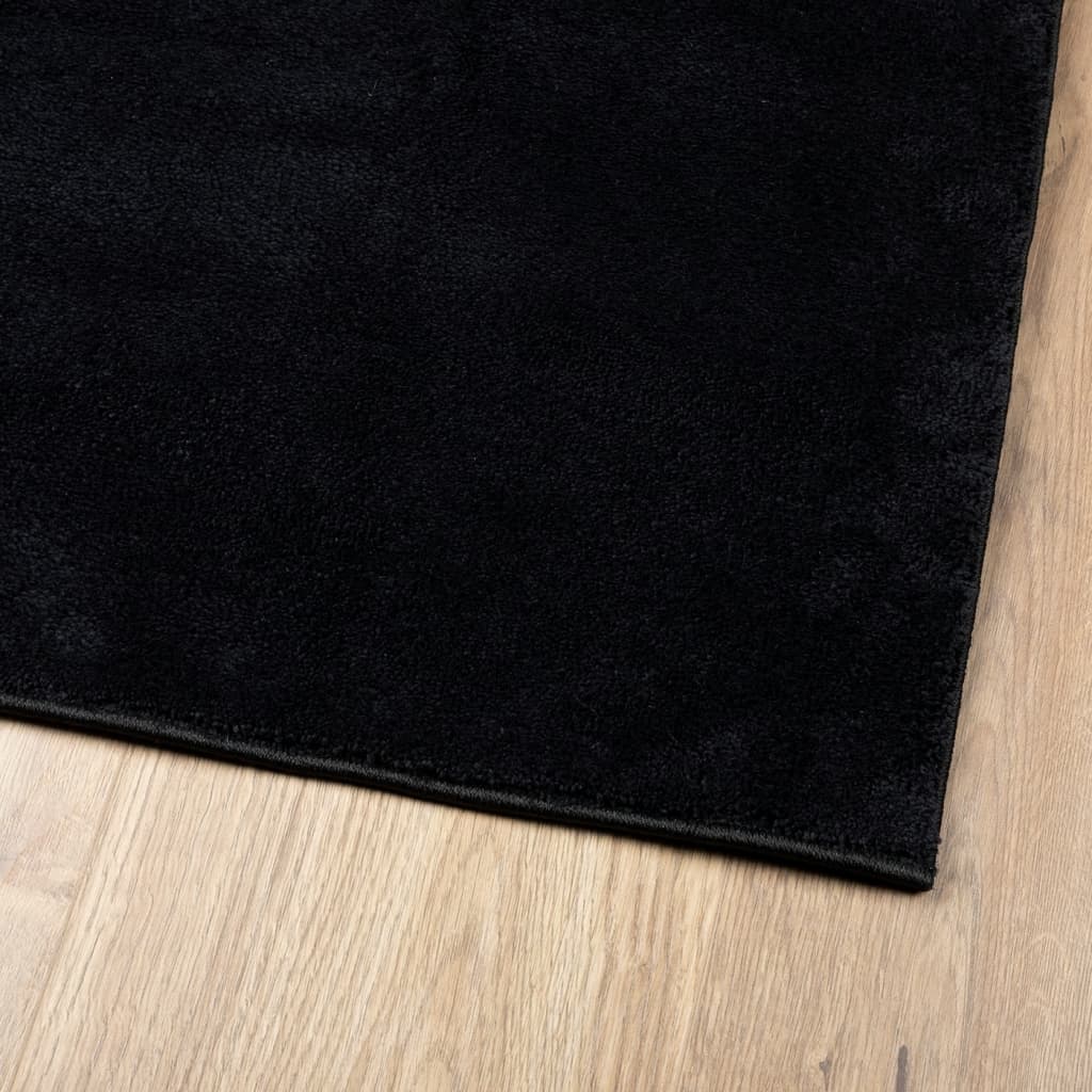 Tapete de pelo curto oviedo 200x200 cm preto