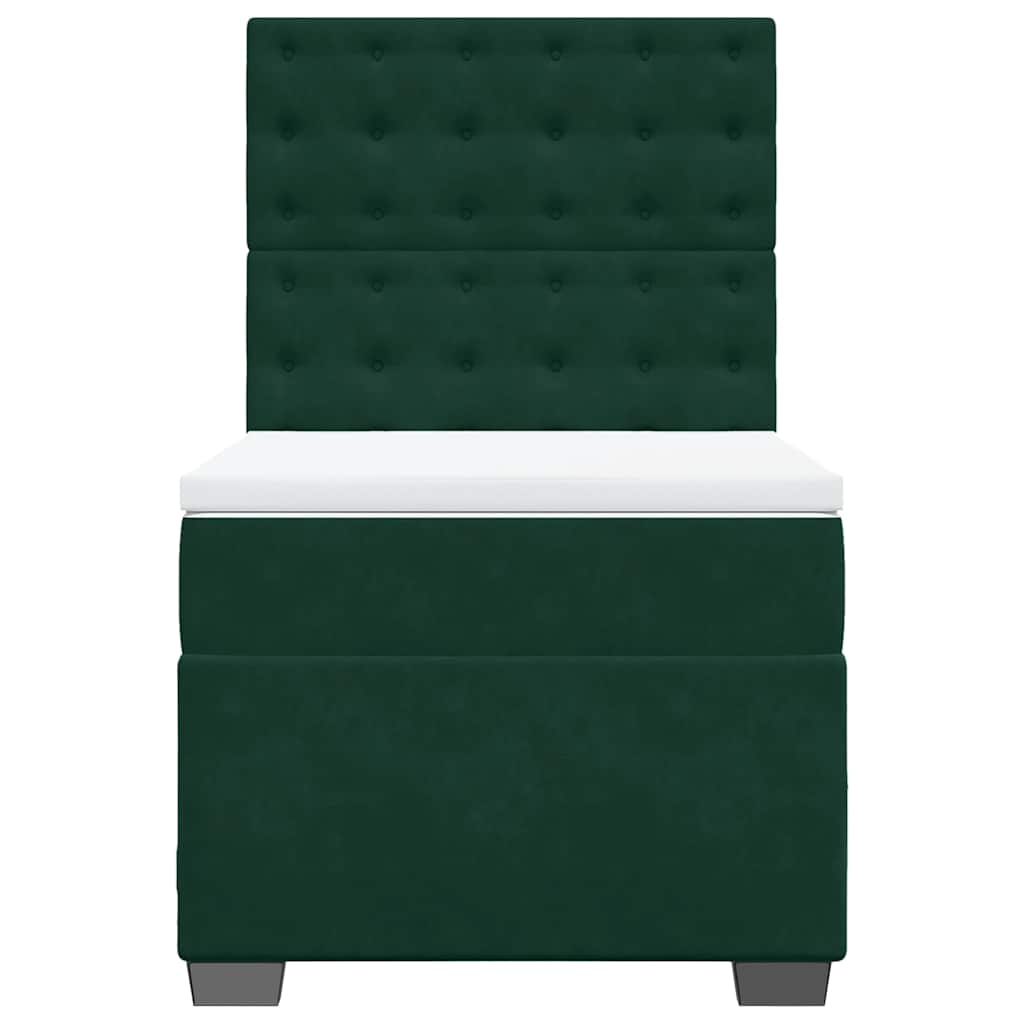 Cama com molas/colchão 100x200 cm veludo verde-escuro