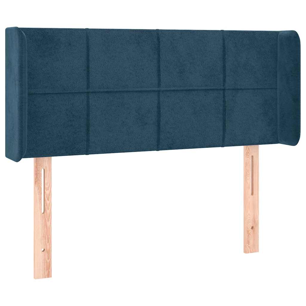 Cabeceira de cama c/ luzes LED veludo 83x16x78/88cm azul-escuro