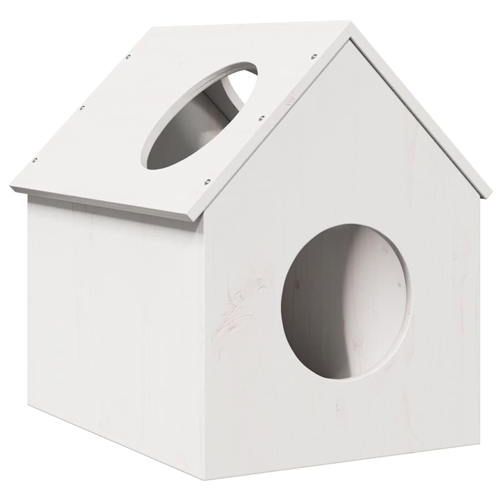Casa do gato 41x50x50 cm madeira de pinho maciça branco