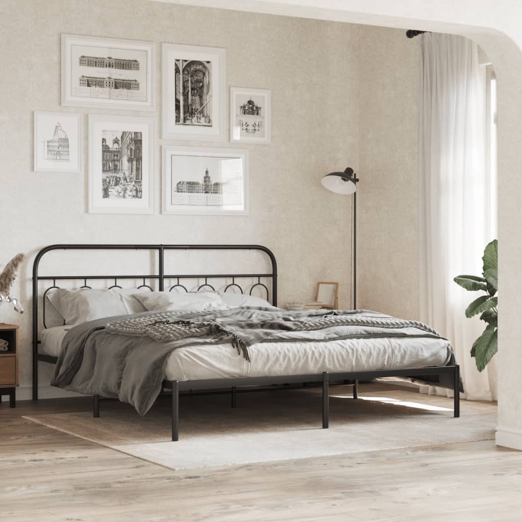 Estrutura de cama com cabeceira 193x203 cm metal preto