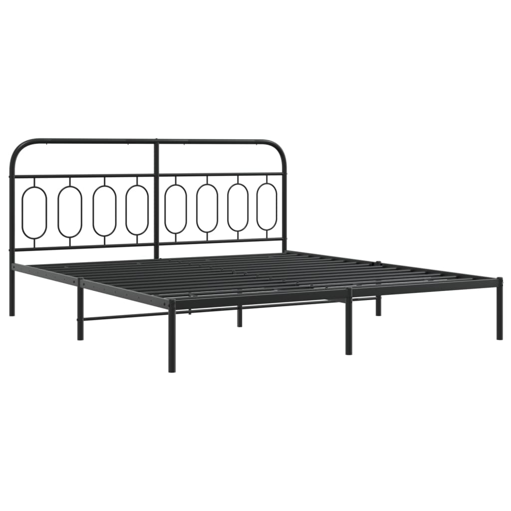 Estrutura de cama com cabeceira 193x203 cm metal preto