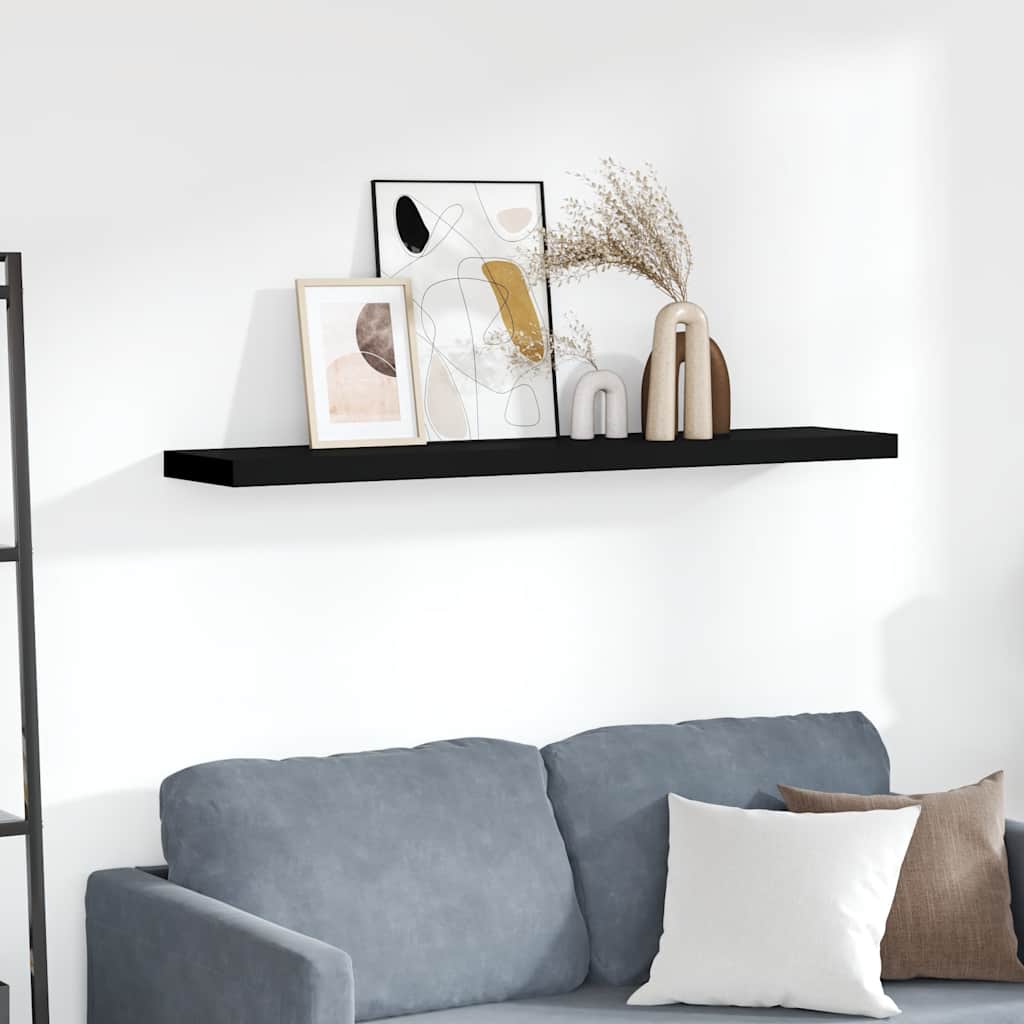 Prateleira de parede suspensa 120x23,5x3,8 cm MDF preto