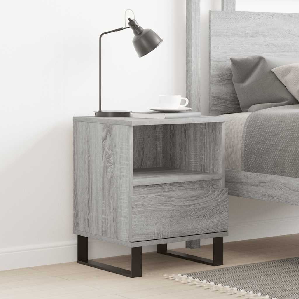 Mesa de cabeceira 40x35x50 cm derivados de madeira cinza sonoma