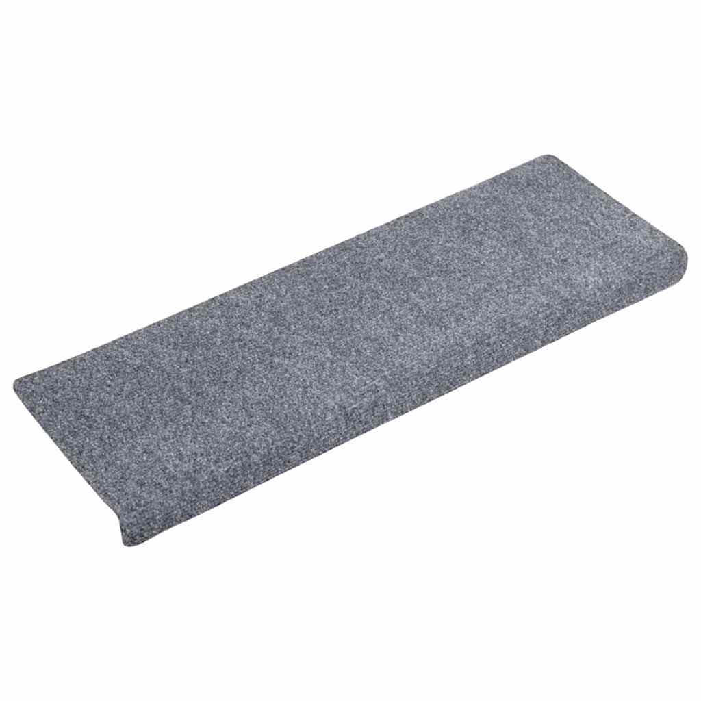 Tapetes de escada autoadesivos 20 peças 65x21x4 cm cinza claro com borda retangular