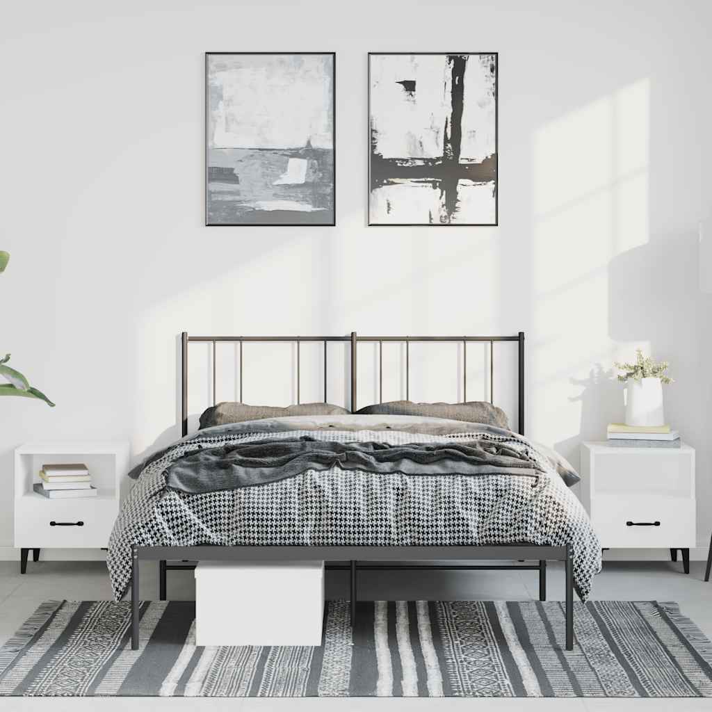 Estrutura de cama em metal com cabeceira 150x200 cm preto