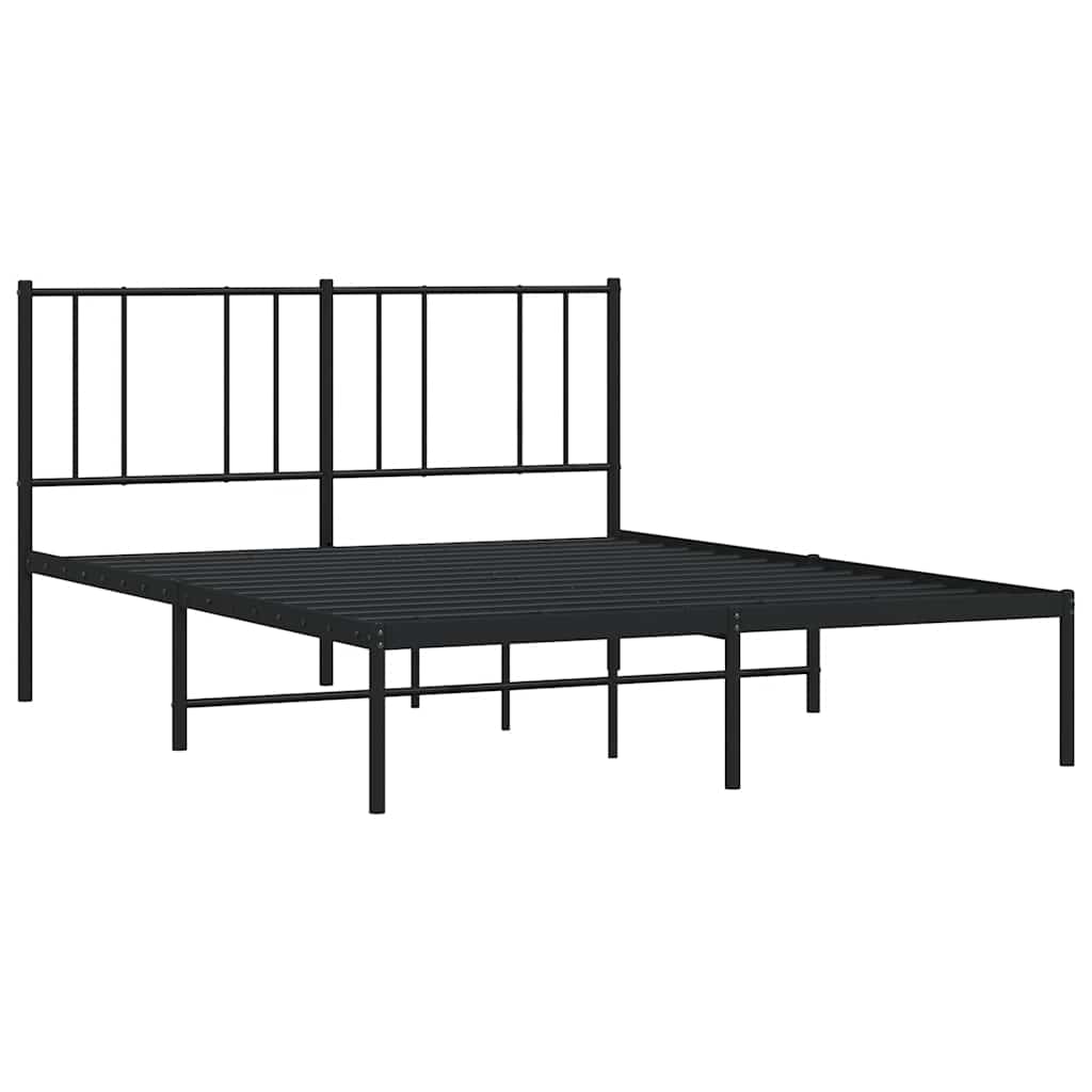 Estrutura de cama em metal com cabeceira 150x200 cm preto