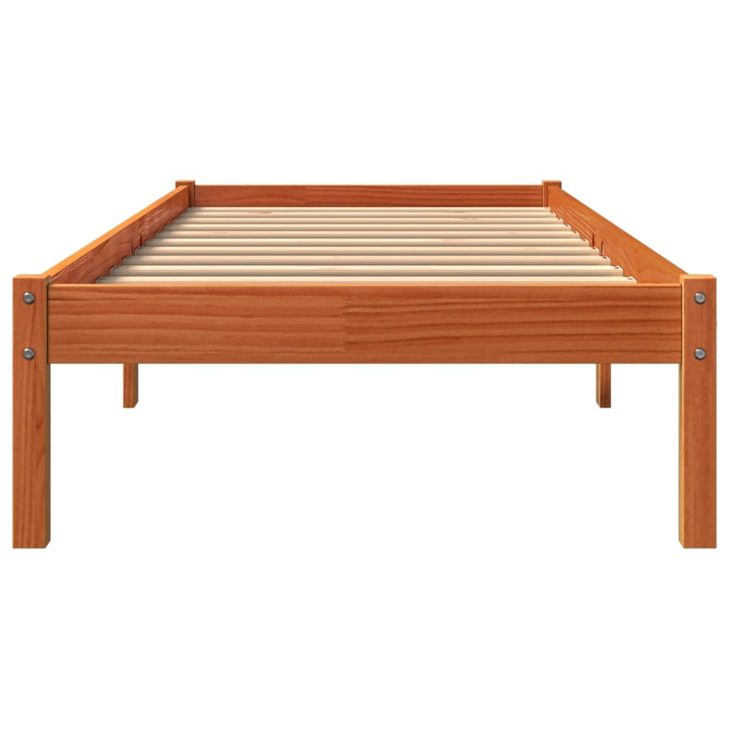 Cama sem colchão 100x200 cm pinho maciço castanho-mel