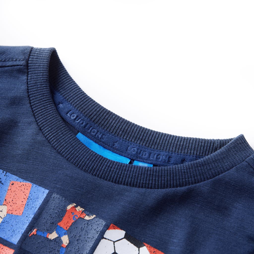 T-shirt de manga comprida para criança azul-marinho mesclado 104