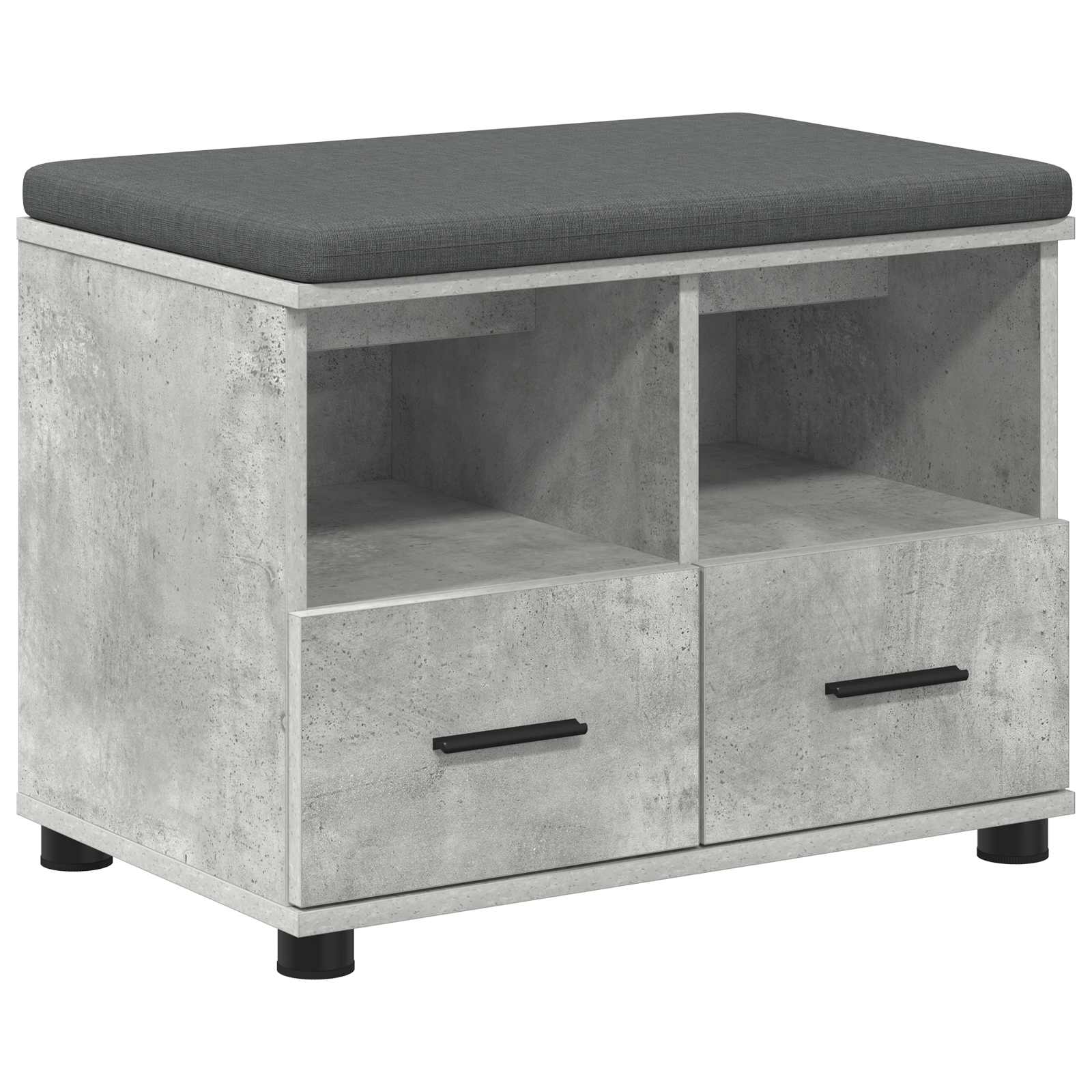 Banco de hall com almofada cinzento concreto 60 x 38 x 46 cm
