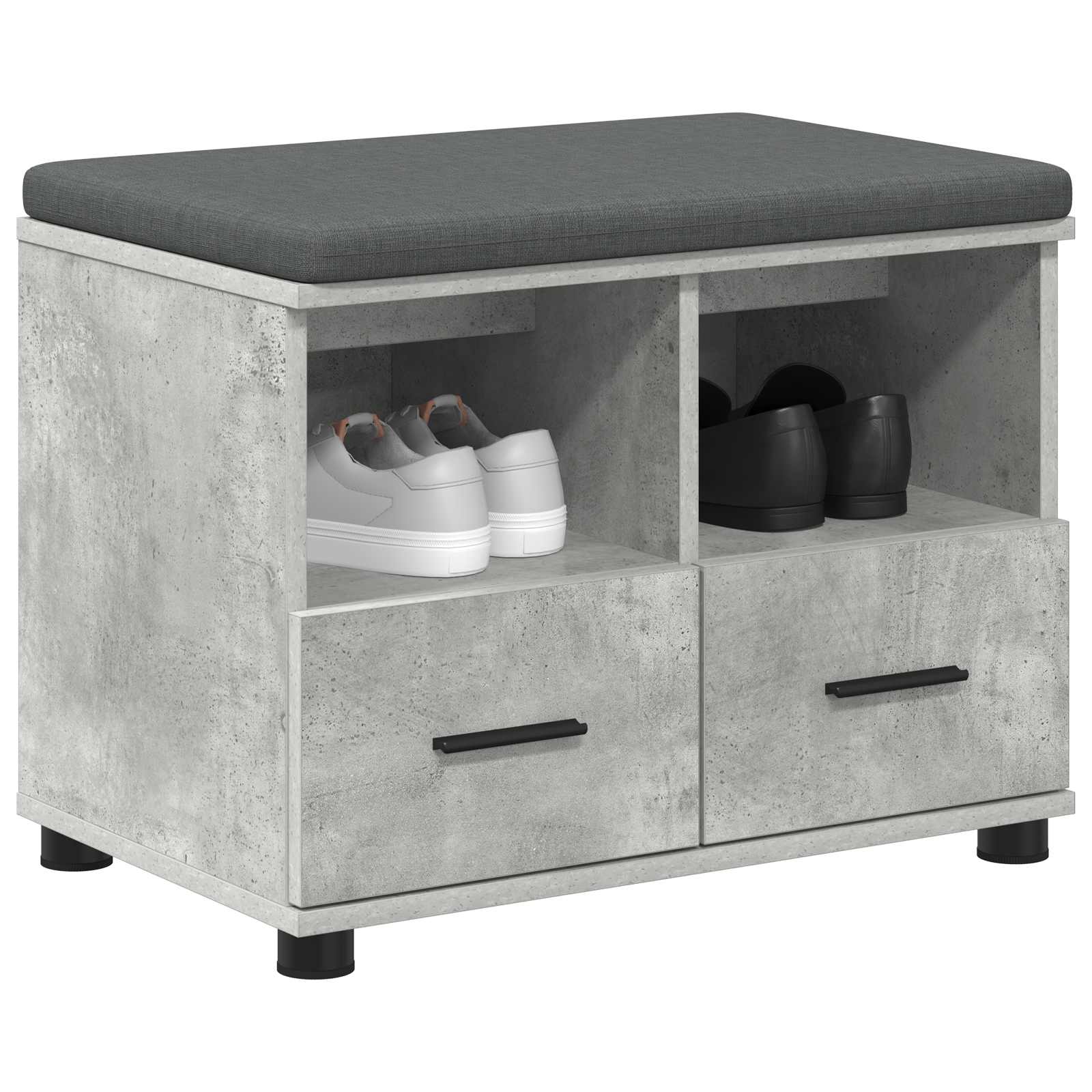 Banco de hall com almofada cinzento concreto 60 x 38 x 46 cm