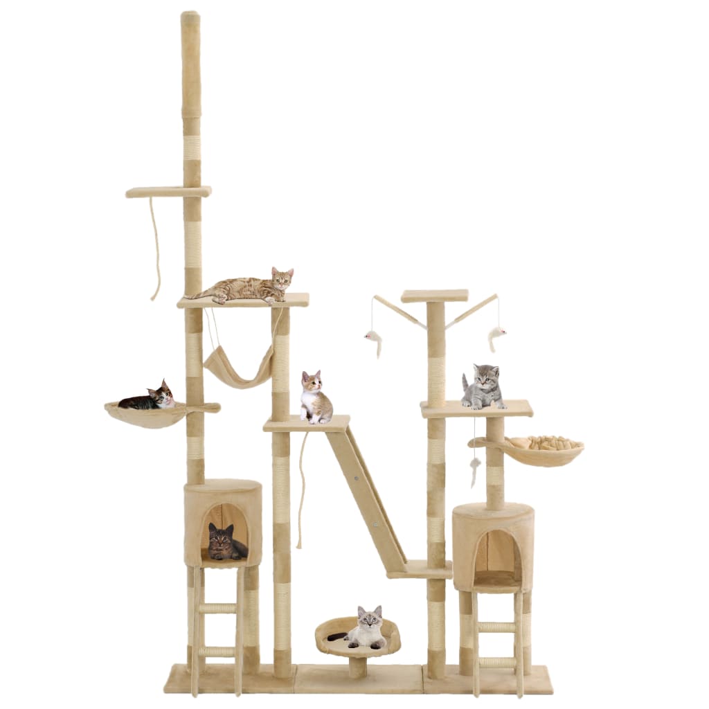 Árvore para gatos c/ postes arranhadores sisal 230-250 cm bege