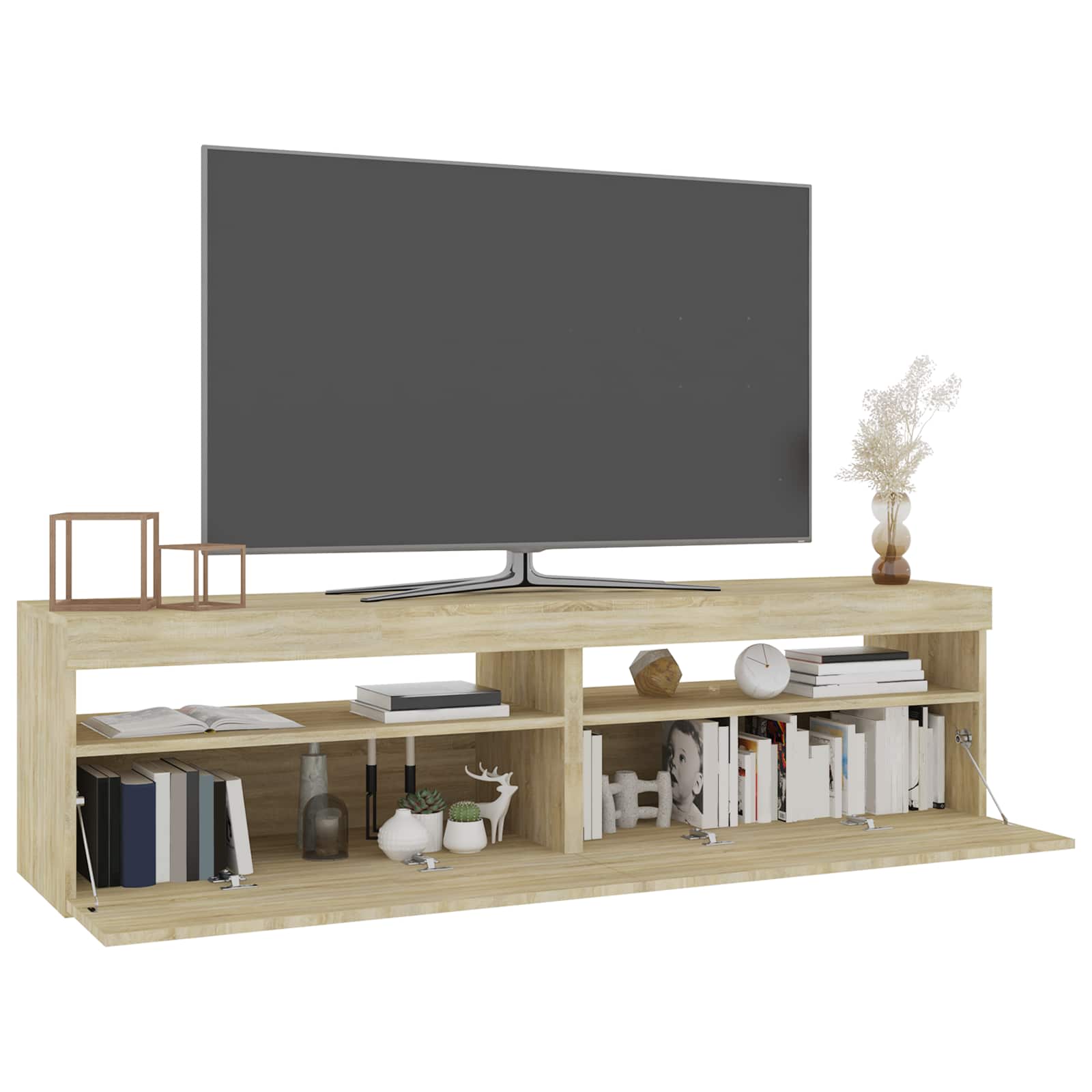 Móveis de TV com luzes LED 2 pcs 75x35x40 cm carvalho sonoma