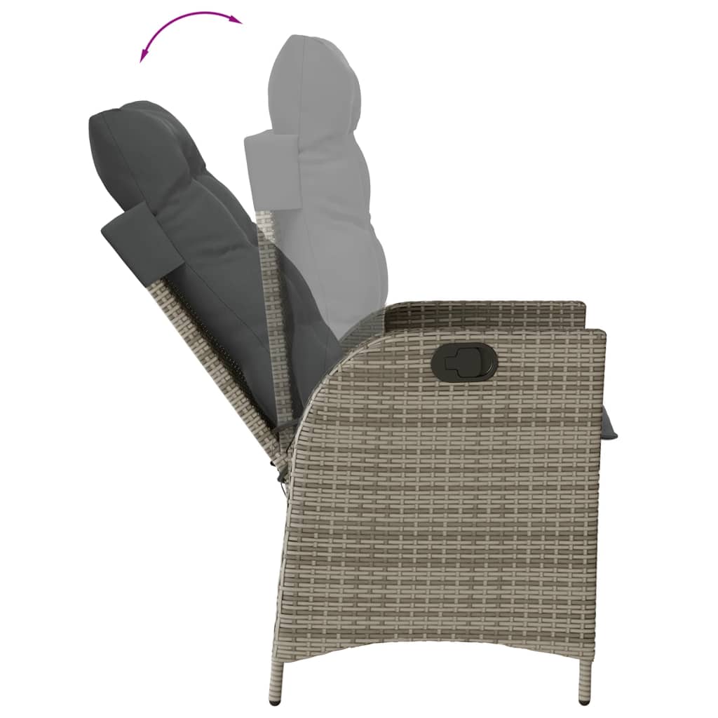 9 Pcs conjunto de jantar p/ jardim c/ almofadões vime PE cinza