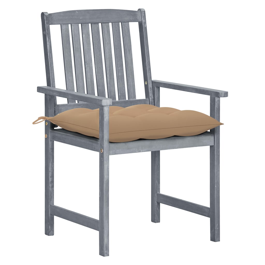 Cadeiras de jardim c/ almofadões 8 pcs acácia maciça cinzento