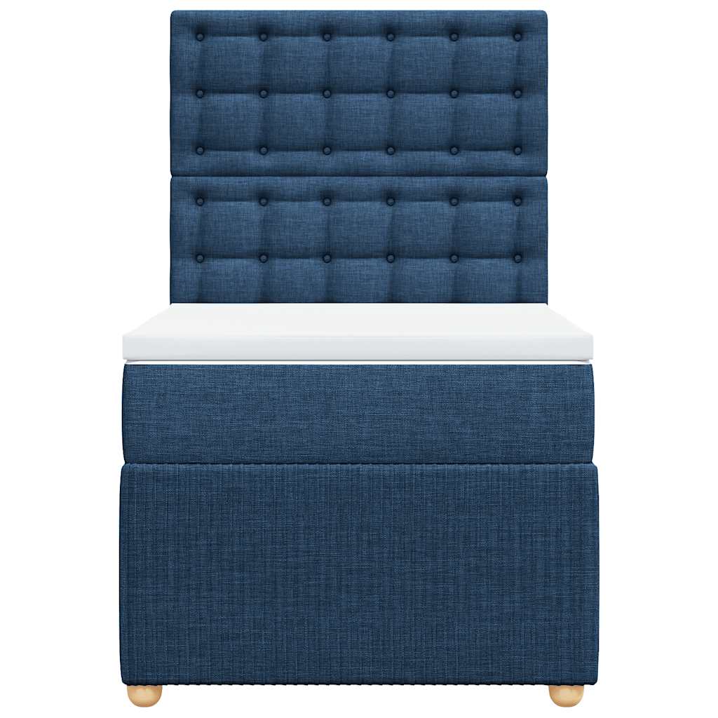 Cama com molas/colchão 80x200 cm tecido azul