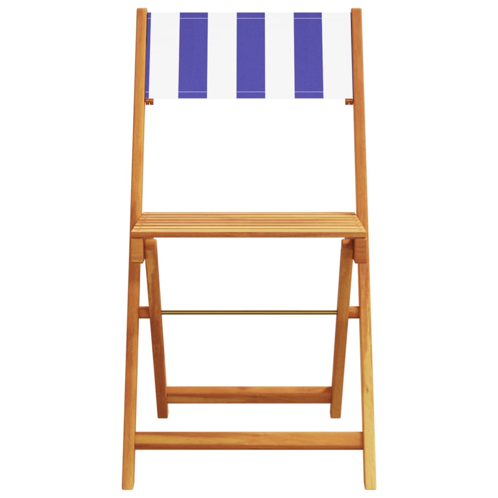 5Pcs conj. jantar p/ jardim tecido/madeira maciça azul e branco