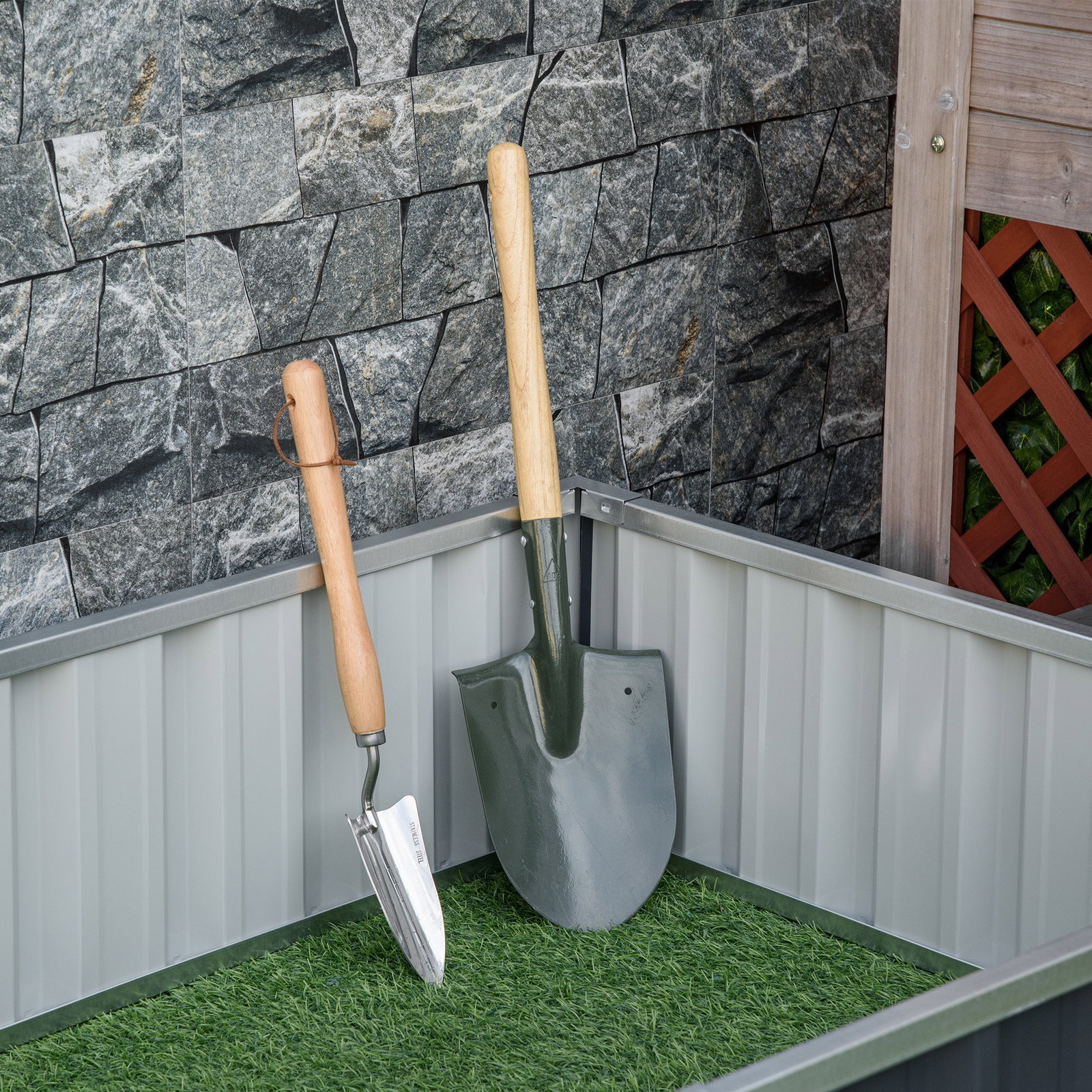 Horta Urbana Canteiro de Jardim em Aço com Luvas Incluídas, Floreira Retangular para Cultivo de Plantas e Flores para Terraço e