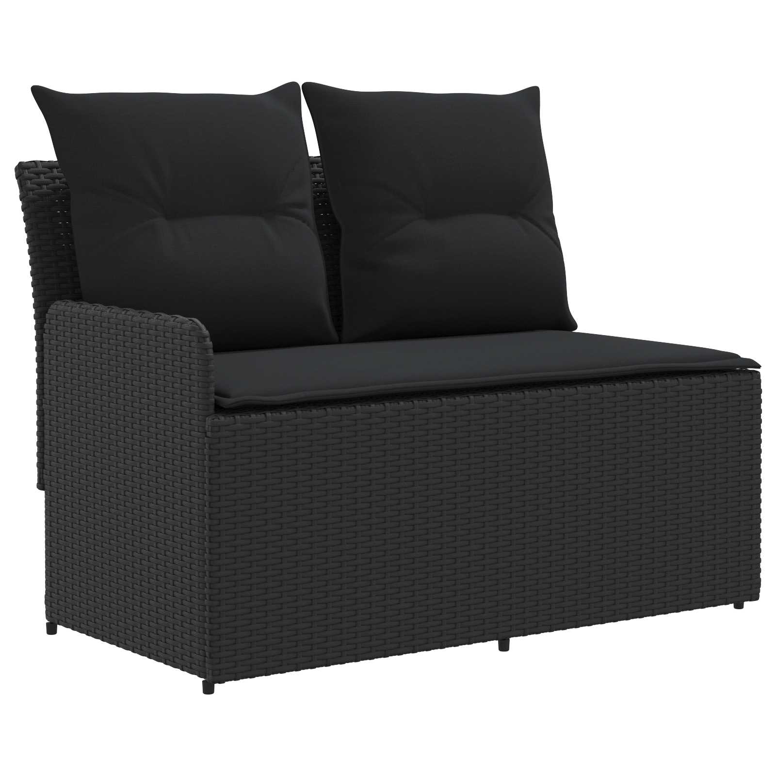 Sofá de jardim com braço e mesa levantável 2 peça preto