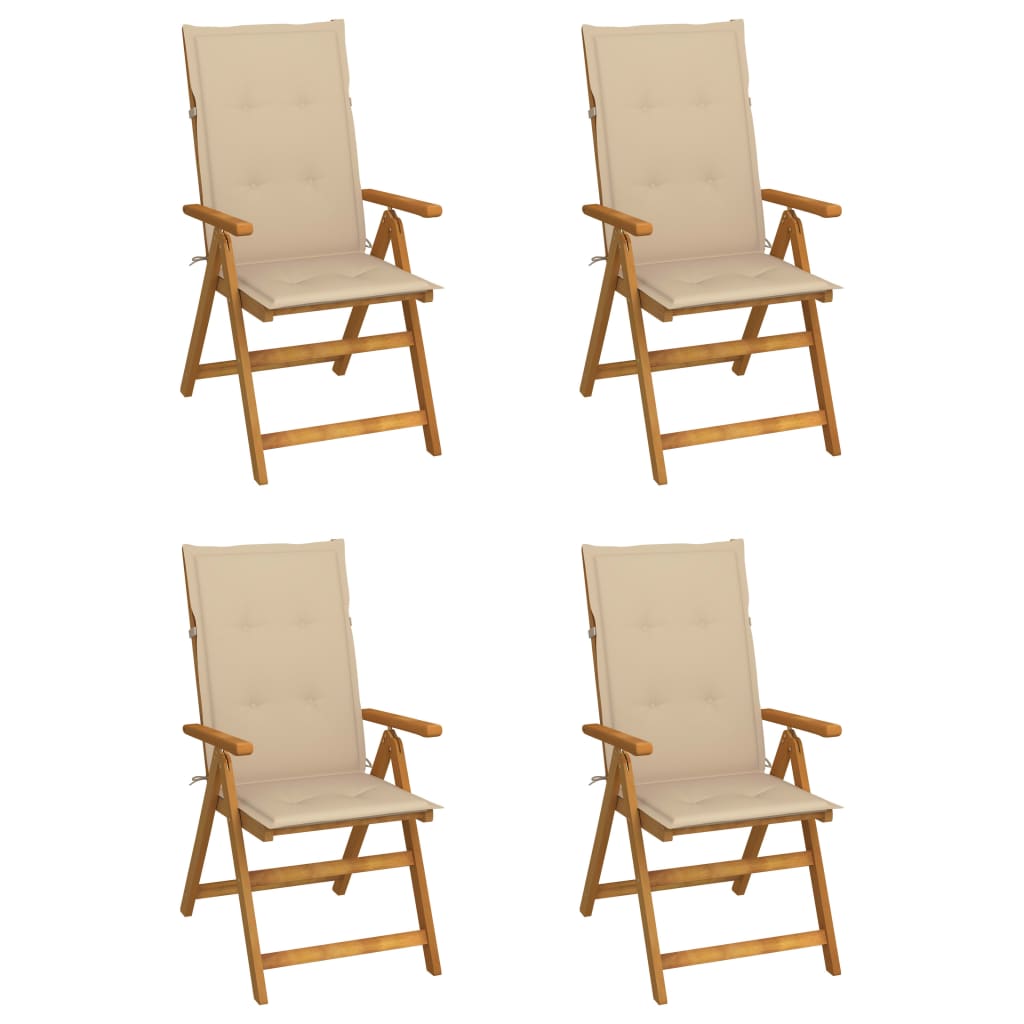 Cadeiras jardim reclináveis c/ almofadões 4 pcs acácia maciça