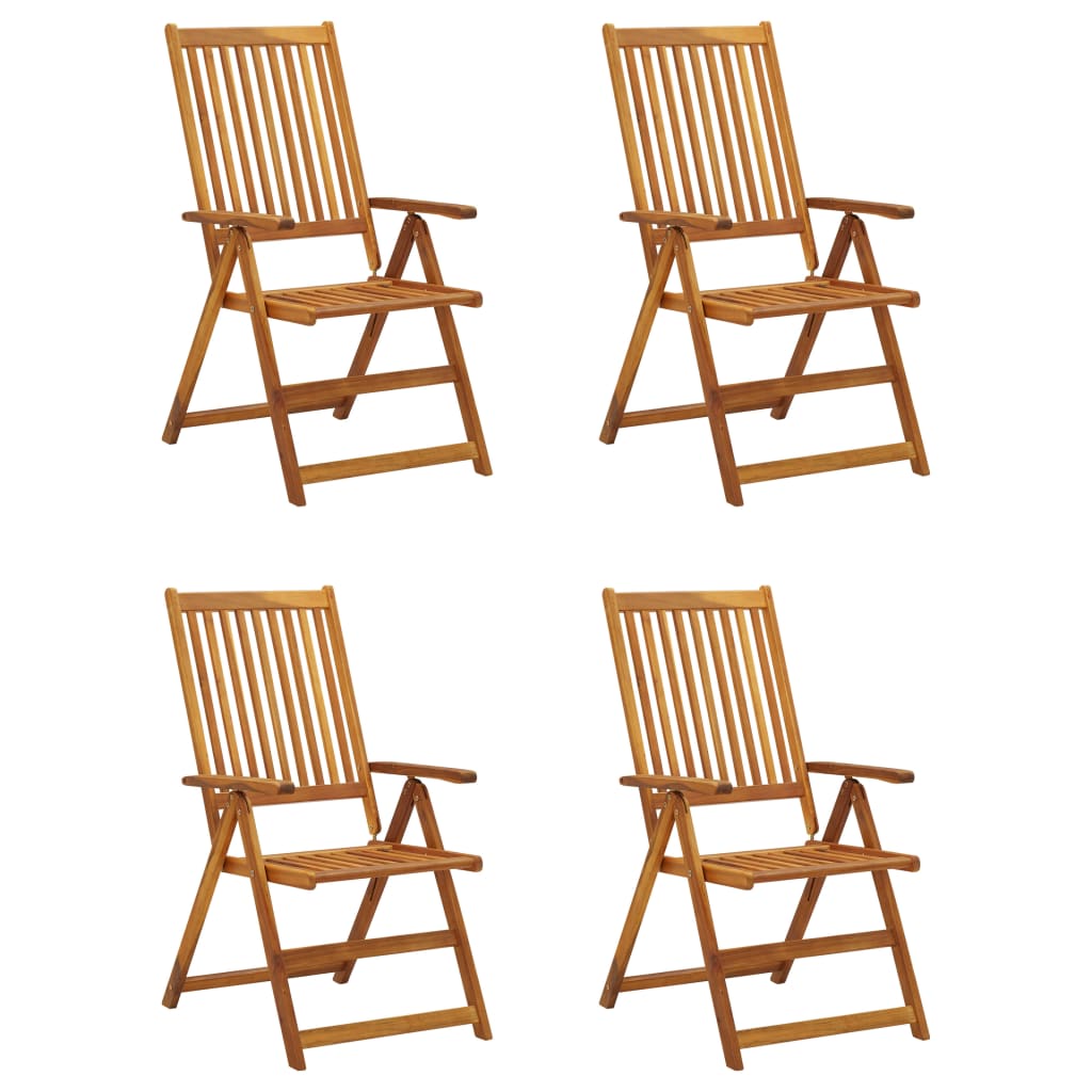 Cadeiras jardim reclináveis c/ almofadões 4 pcs acácia maciça