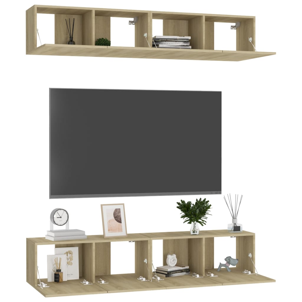 Móveis TV 4 pcs 80x30x30cm derivados de madeira carvalho sonoma