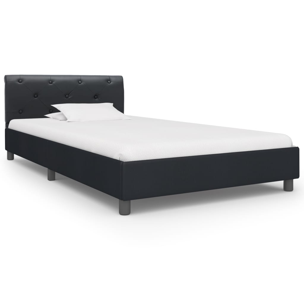 Estrutura de cama 100x200 cm couro artificial preto