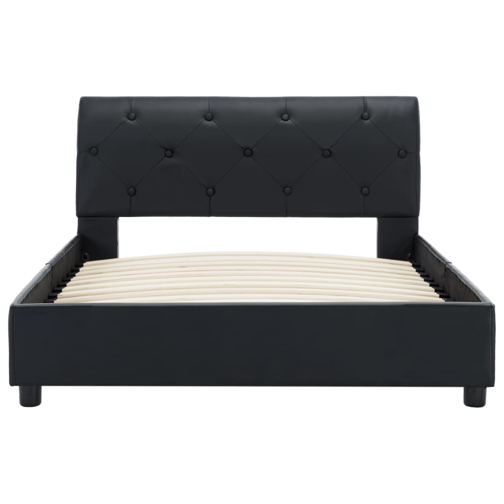 Estrutura de cama 100x200 cm couro artificial preto