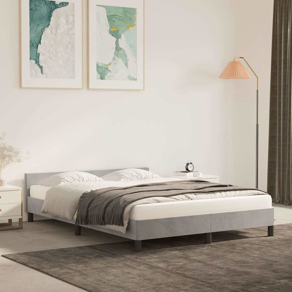 Estrutura de cama sem colchão 140x200 cm veludo cinzento-claro