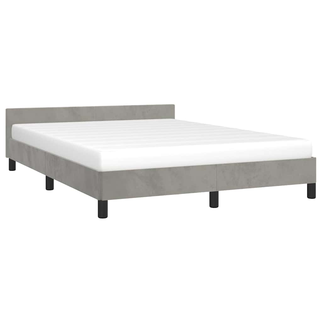 Estrutura de cama sem colchão 140x200 cm veludo cinzento-claro