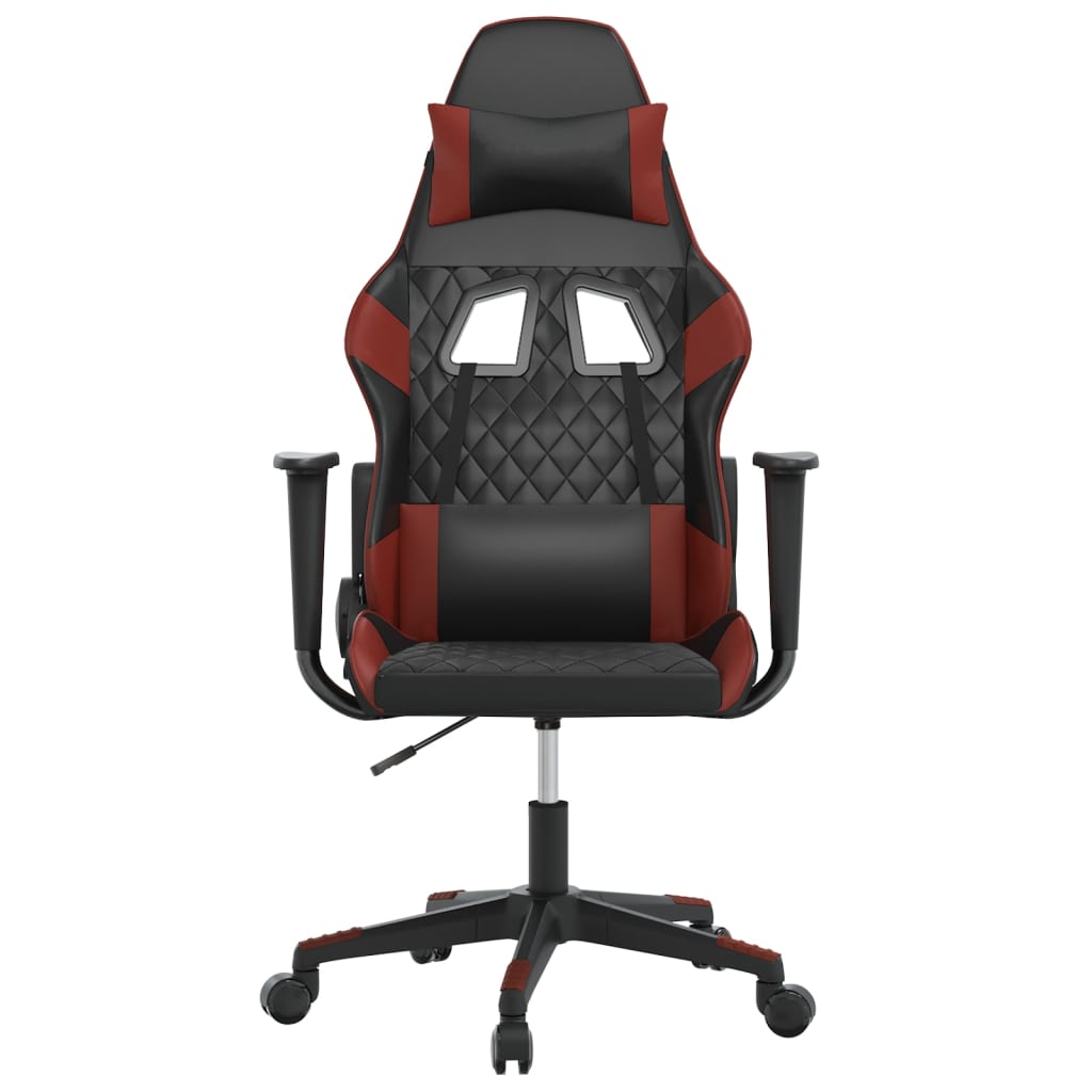 Cadeira gaming couro artificial preto e vermelho tinto