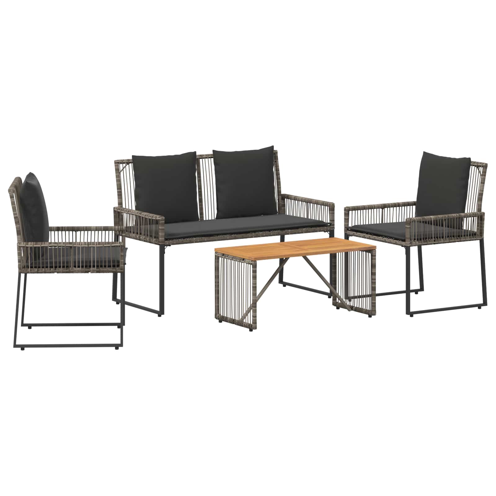 Conjunto de móveis para exterior 9 unid. cinza e cinza escuro