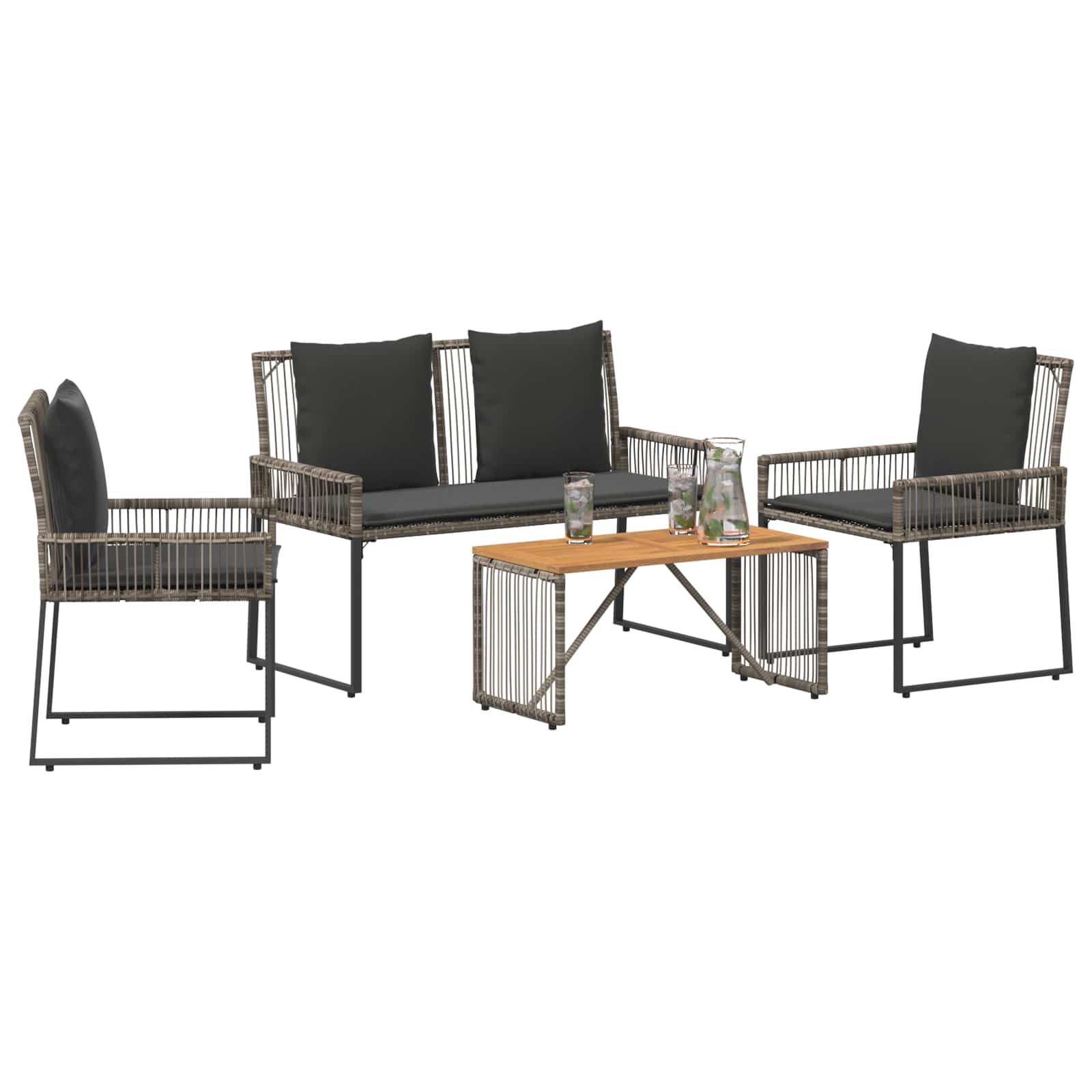 Conjunto de móveis para exterior 9 unid. cinza e cinza escuro
