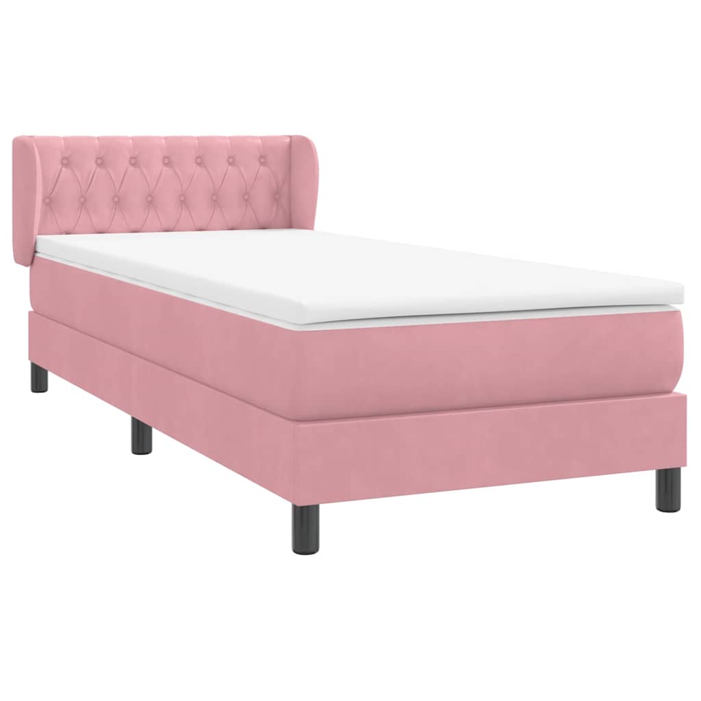 Cama com molas/colchão 80x220 cm veludo rosa