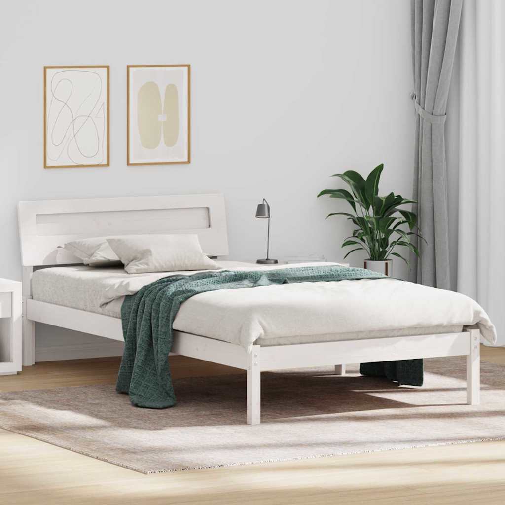 Estrutura da cama branco 90 x 190 cm madeira de pinheiro sólida