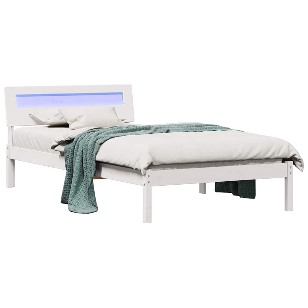 Estrutura da cama branco 90 x 190 cm madeira de pinheiro sólida