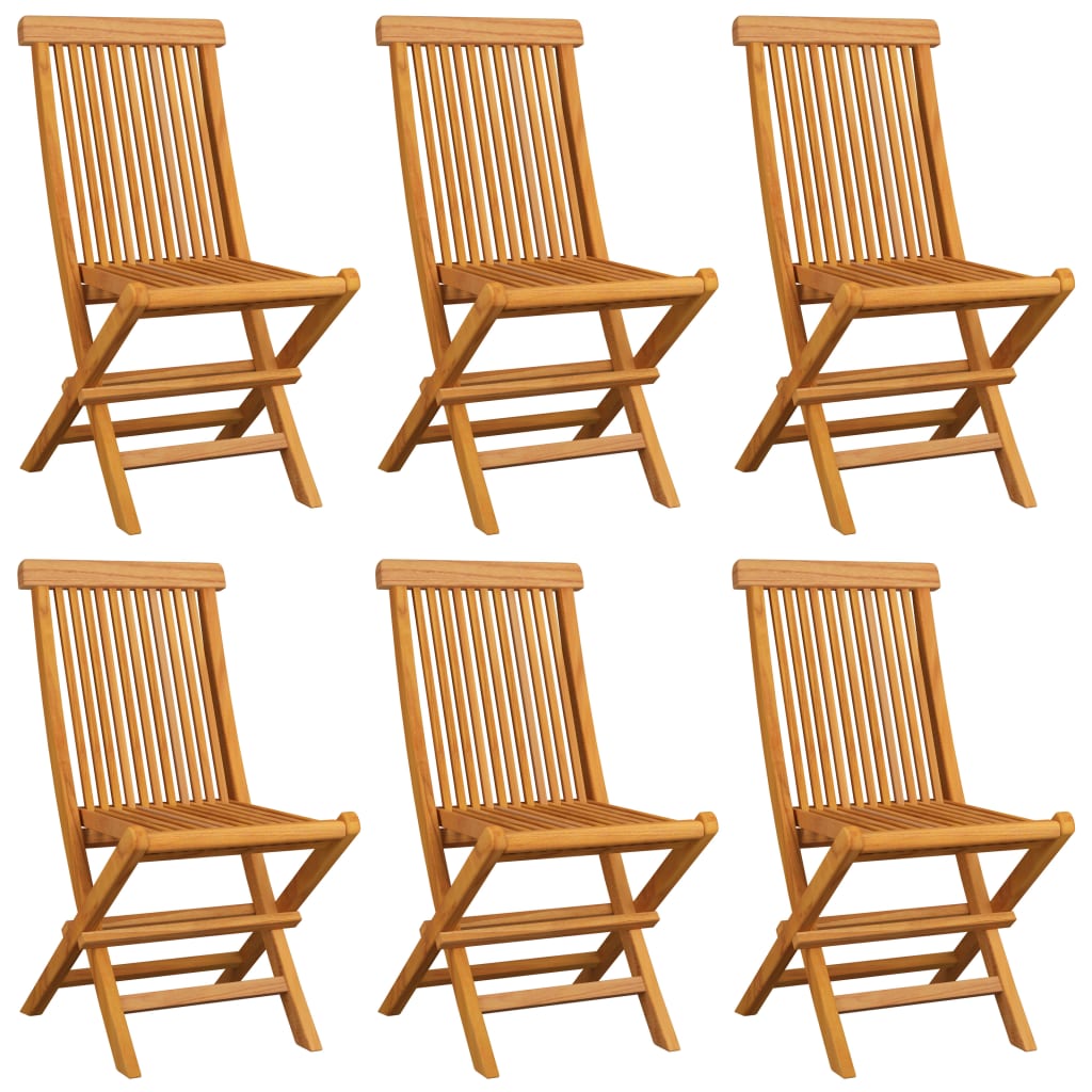 Cadeiras de jardim c/ almofadões antracite 6 pcs teca maciça
