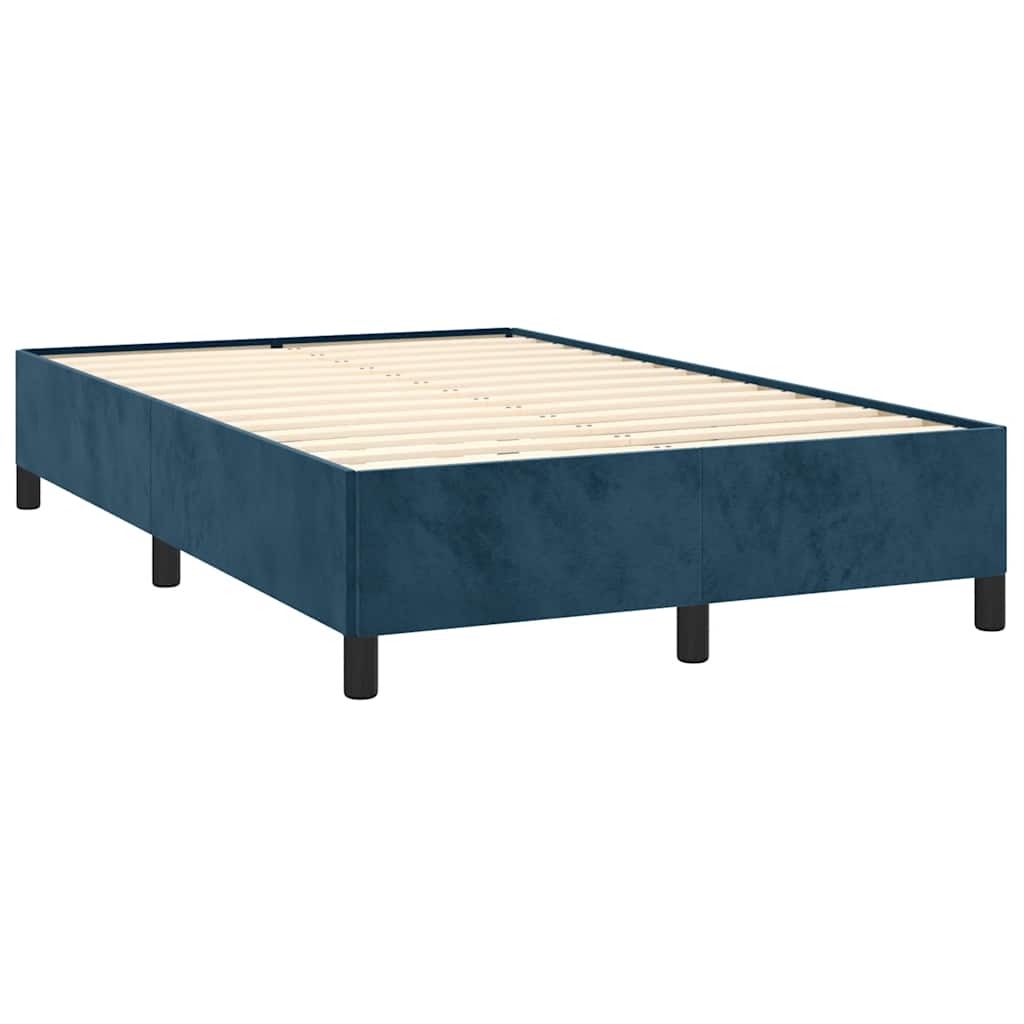 Estrutura de cama sem colchão azul escuro 120x190 cm veludo