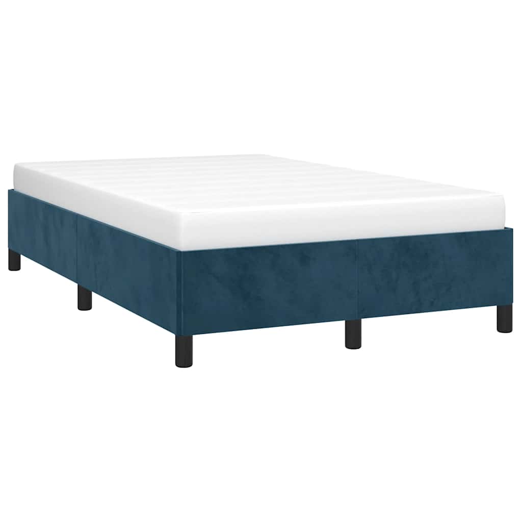 Estrutura de cama sem colchão azul escuro 120x190 cm veludo