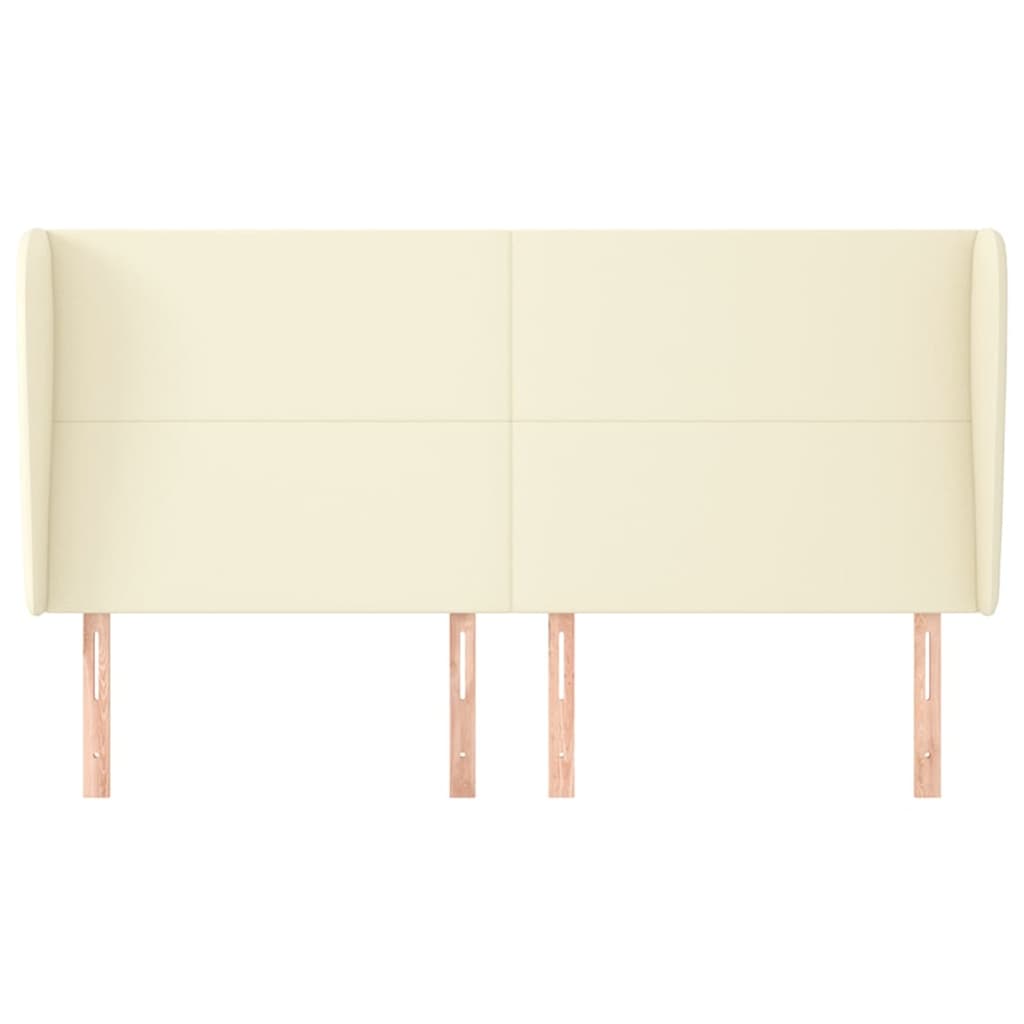 Cabeceira cama c/ abas couro artificial 163x23x118/128 cm creme