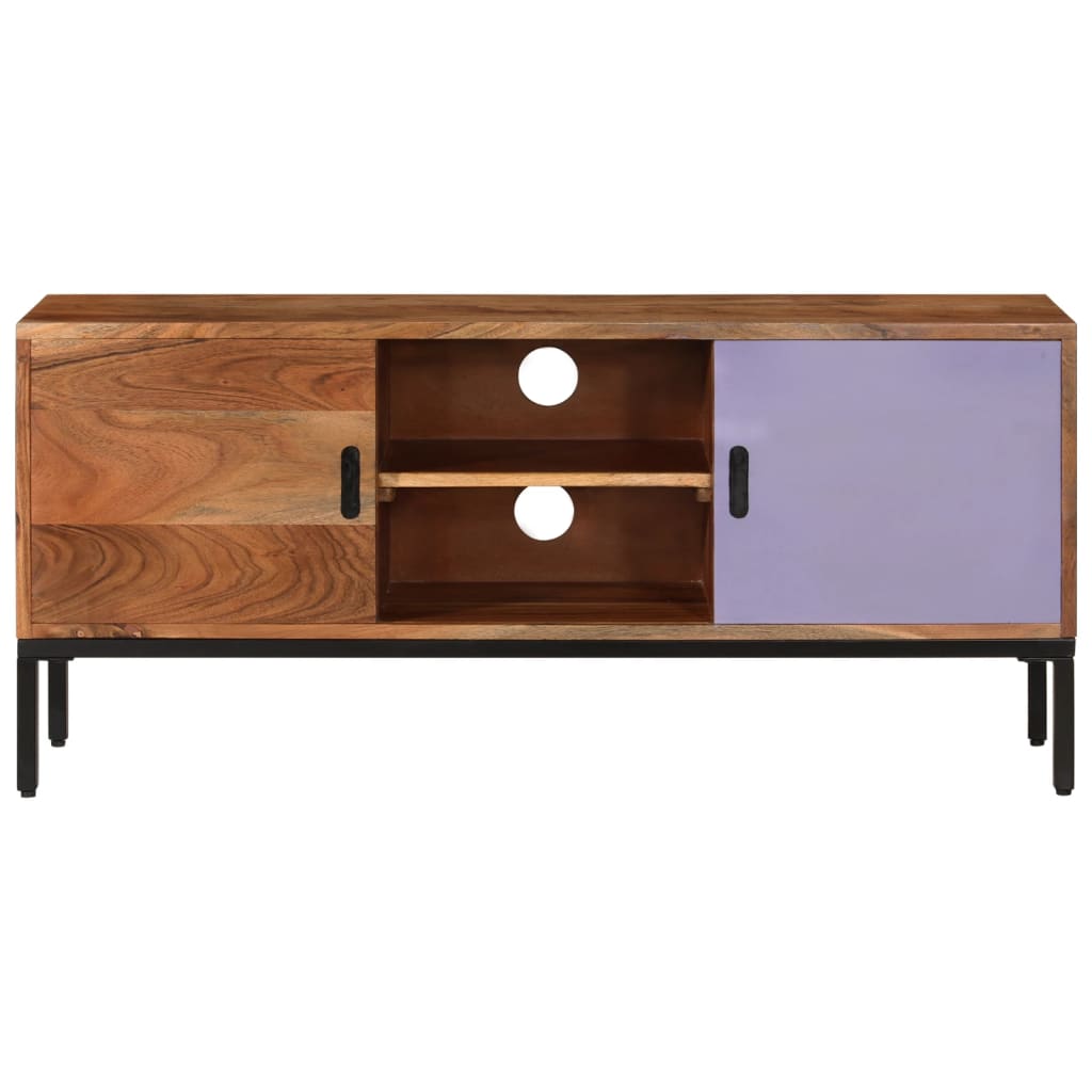 Móvel TV 110x30x50 madeira acácia maciça castanho mel e cinza