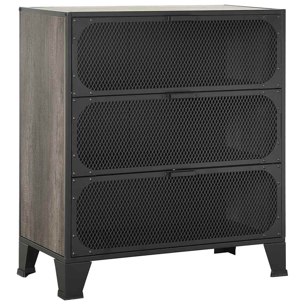 Armários arrumação 2pcs 72x36x82 cm metal e MDF cinzento