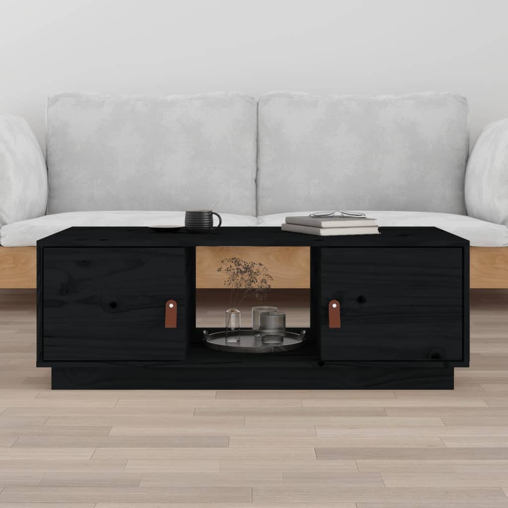 Mesa de centro 100x50x35 cm madeira de pinho maciça preto