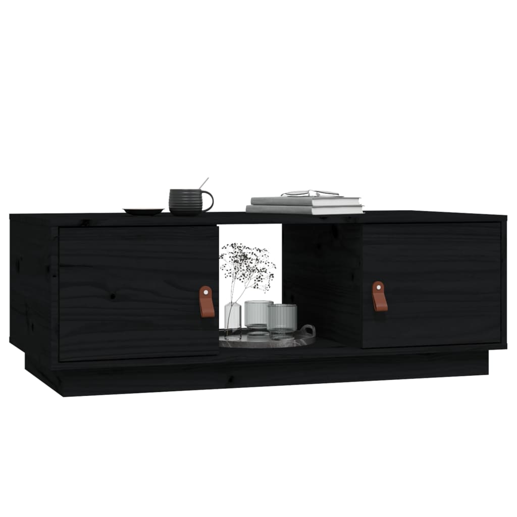 Mesa de centro 100x50x35 cm madeira de pinho maciça preto