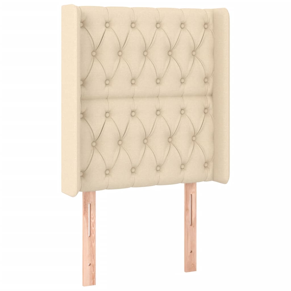 Cabeceira de cama c/ luzes LED tecido 83x16x118/128cm cor creme