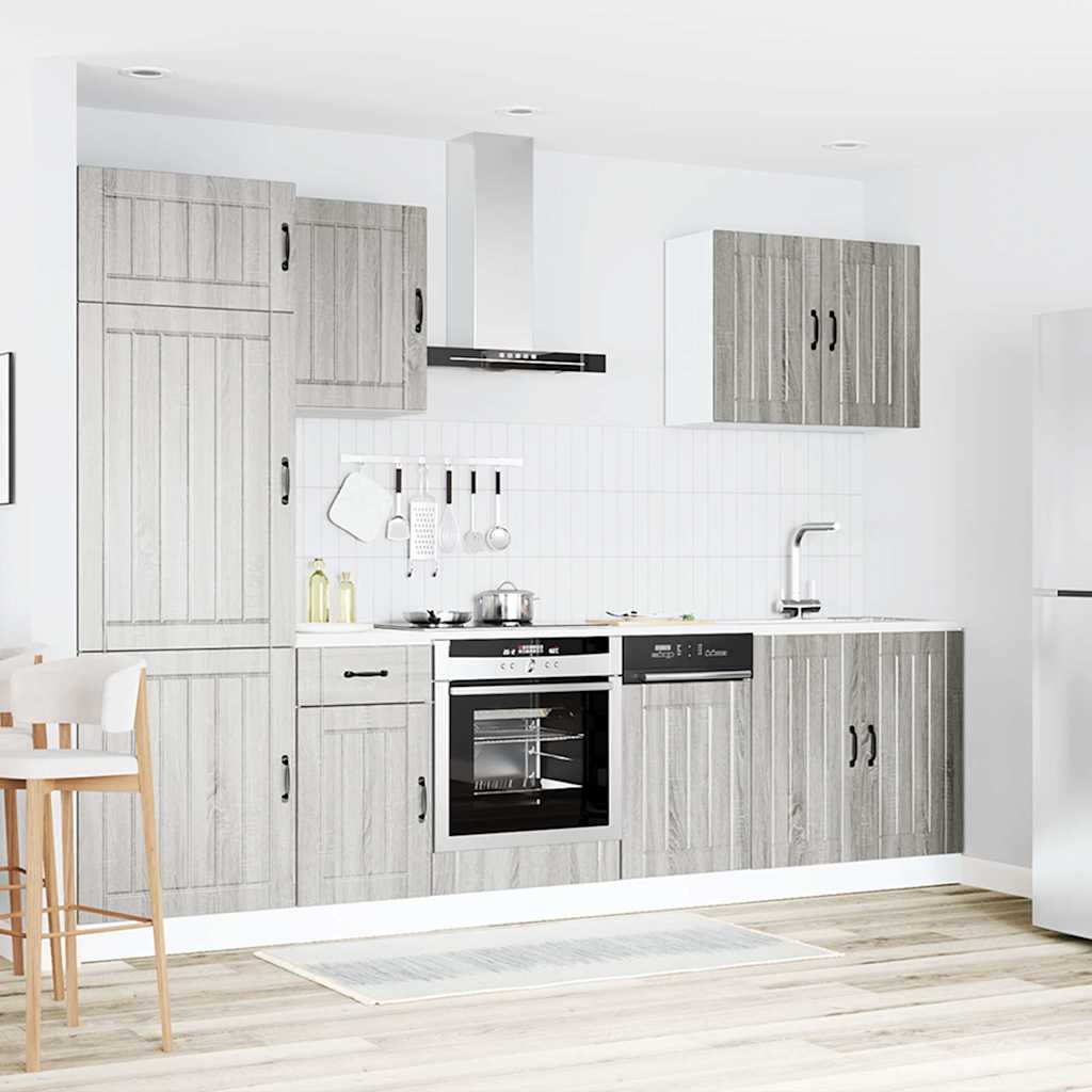 7 Peças armário de cozinha conjunto lucca cinza sonoma