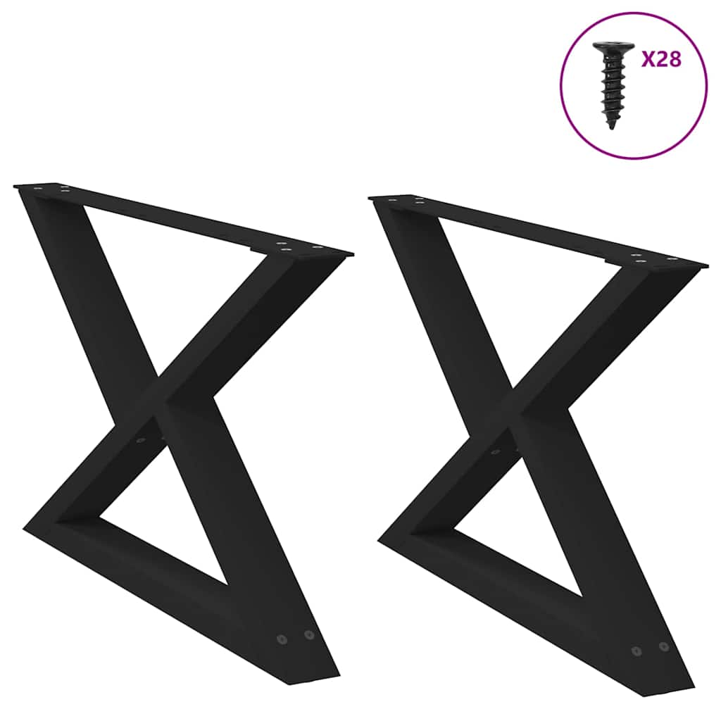 Pés para mesa de centro 2 peças preto 70x(42-43,3) cm aço