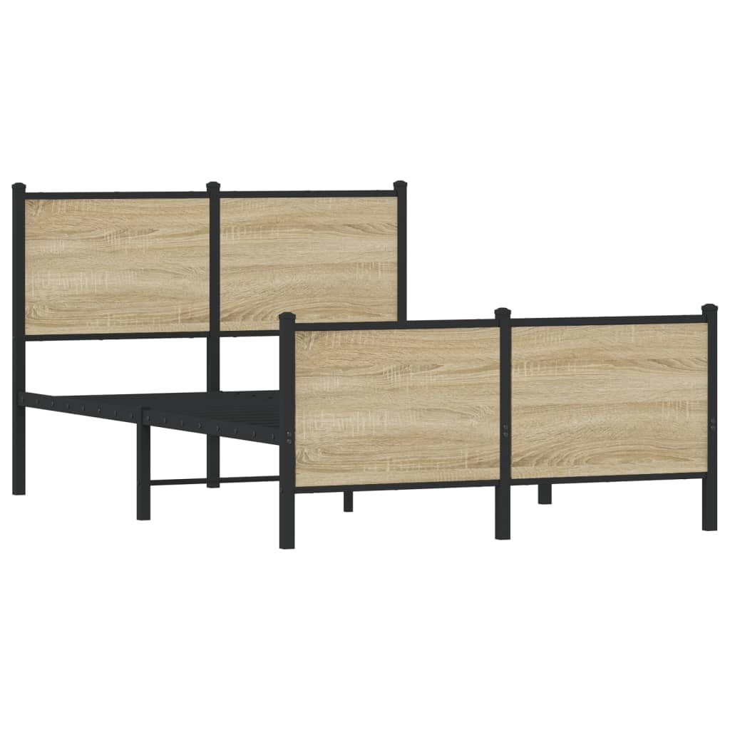 Estrutura de cama sem colchão 120x200 cm metal carvalho sonoma