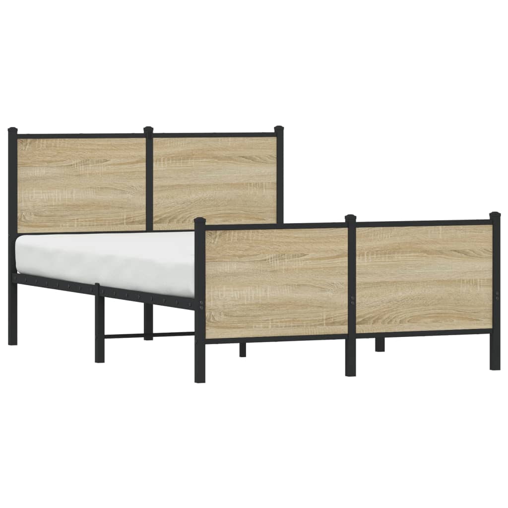 Estrutura de cama sem colchão 120x200 cm metal carvalho sonoma