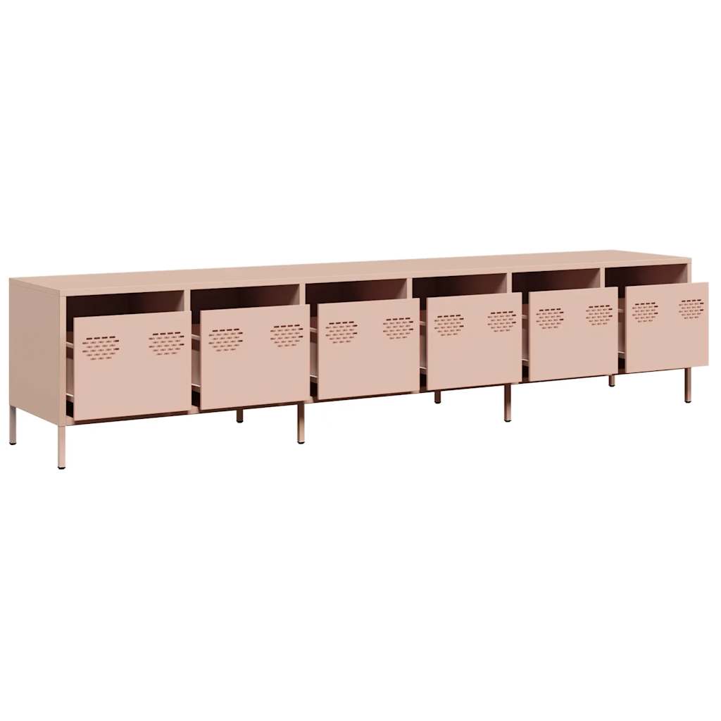 Móvel de TV 202x39x43,5 cm aço laminado a frio rosa